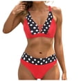 thumbnail image 1 of vigerkar Women's Bikini Swimsuits V Neck High Waisted 2 Piece Bathing Suits Red, S, 1 of 9