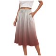 thumbnail image 1 of vigerkar Women's Boho Floral Print Elastic High Waist A Line Flowy Swing Elegant Midi Skirt Brick Red, XL, 1 of 6