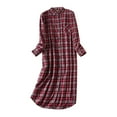 thumbnail image 1 of vigerkar Women's Button Down Flannel Nightgown Long Sleeve Full Length Pajama Top (Grey, M), 1 of 4