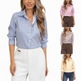 thumbnail image 1 of vigerkar Women's Button Down Shirt Classic Long Sleeve Collared Tops Work Office Blouse (Khaki, M), 1 of 7