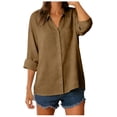 thumbnail image 1 of vigerkar Women's Button Down Shirts Long Sleeve Cotton Summer Beach Wear for Women with Pocket (Coffee, XXL), 1 of 5