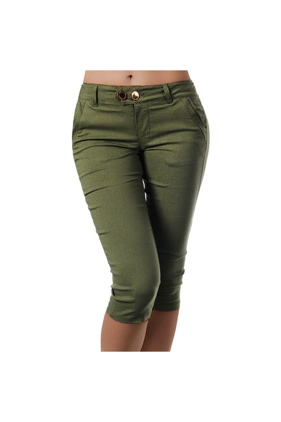 Women's Capri Leggings High Waisted Pull on Stretch Cropped Skinny Pants Regular & Plus Size AG, L