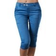 thumbnail image 1 of vigerkar Women's Capri Leggings High Waisted Pull on Stretch Cropped Skinny Pants Regular & Plus Size Blue, L, 1 of 4