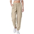thumbnail image 1 of vigerkar Women's Cargo Pants Waterproof Joggers Hiking Pants for Womens Clothes (Khaki, XXL), 1 of 6