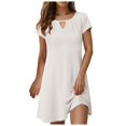 thumbnail image 1 of vigerkar Women's Casual A-Line Dresses Summer Floral Tshirt Dress Short Sleeve Mini Dress Flowy Sundresses White, L, 1 of 9