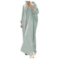 thumbnail image 1 of vigerkar Women's Casual Long Sleeve Button Down Loose Striped Cotton Maxi Shirt Dress Green, XXL, 1 of 5