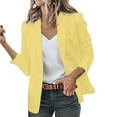 thumbnail image 1 of vigerkar Women's Casual Long Sleeve Button Lapel Blazer Jacket Loose Solid Color Work Office Blazer Yellow, S, 1 of 7