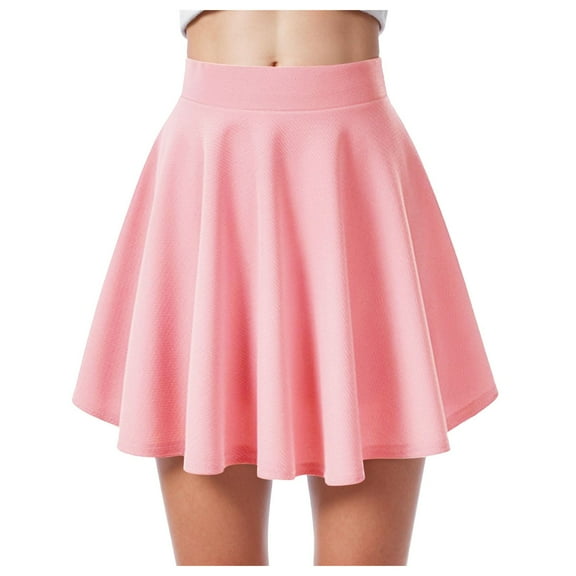 vigerkar Women's Casual Skirt 2025, Stretchy High Waist Aline Mini Skater Skirts Pink, XL