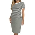 thumbnail image 1 of vigerkar Women's Casual Striped Maternity Dress Short Sleeve Sleeve Split Thigh Bodycon Dresses Pregnancy Clothes White, S, 1 of 9