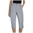 thumbnail image 1 of vigerkar Women's Casual Work Capris Pants High Waisted Business Dressy Pants Tapered Leg Trousers with Pockets Grey, XL, 1 of 8