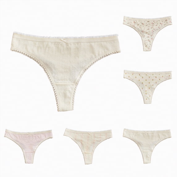 vigerkar Women's Cotton Cheeky Underwear, Sexy Cute Lace Brazilian Panties,Low Rise Bikini for Ladies (Beige, XL)