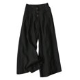 thumbnail image 1 of vigerkar Women's Cotton Linen Culottes Pants Elastic Waist Wide Leg Palazzo Trousers Capri Pant Black, XL, 1 of 9