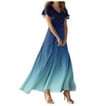 thumbnail image 1 of vigerkar Women's Dresses 2025 V Neck Short Sleeves Swing Elegant Long Maxi Dress Navy, L, 1 of 7