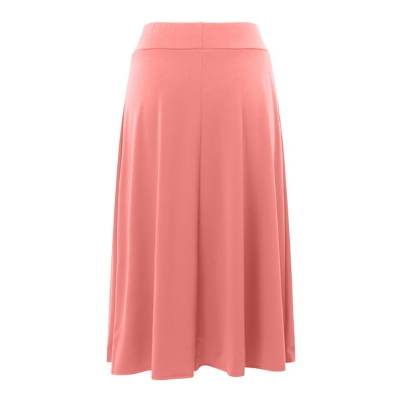 vigerkar Women's Elastic High Waisted Casual A-Line Midi Skirt Rose Gold, S