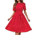 thumbnail image 1 of vigerkar Women's Elegant Vintage Office Casual Floral Print Work Party A-Line Swing Dresses Red, S, 1 of 6