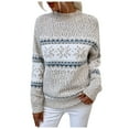 thumbnail image 1 of vigerkar Women's Fall Winter Tops Christmas Snowflakes Half Turtleneck Knitted Pullover Sweater Holiday Vacation Tops (Beige, S), 1 of 7