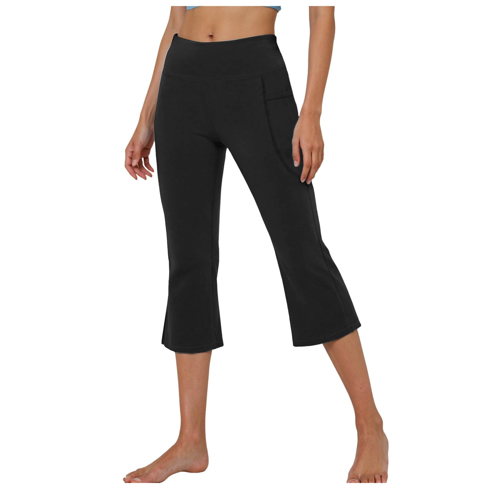 vigerkar Women's Flare Capri Leggings with Pockets Tummy Control High ...