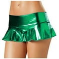 thumbnail image 1 of vigerkar Women’s Flirty Metallic Pleated Festival Ultra Micro-Mini Rave Skirt Green, S, 1 of 4