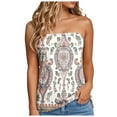 thumbnail image 1 of vigerkar Women's Floral Tube Tops Casual Summer Backless Strapless Top Sleeveless Bandeau Tanks Shirt Khaki, XXL, 1 of 5