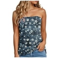 thumbnail image 1 of vigerkar Women's Floral Tube Tops Casual Summer Backless Strapless Top Sleeveless Bandeau Tanks Shirt Navy, M, 1 of 5
