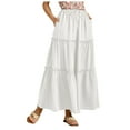 thumbnail image 1 of vigerkar Women's Flowy Flared Ruffle Boho Long Skirt Summer Maxi Skirt Trendy Going Out Outfits White, S, 1 of 6