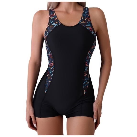 vigerkar Women's Full-Coverage Sport One-Piece Swimsuit - Athletic Racerback Swimwear Black, XXL