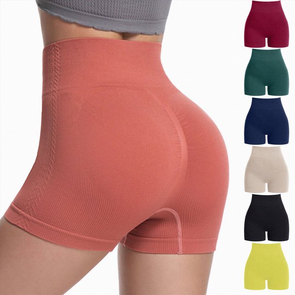 vigerkar Women's Gym Board Shorts 5" Seamless Biker High Waist Running Spandex Yoga Tummy Control Fitness Short Leggings (Brick Red, S)