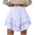 thumbnail image 1 of vigerkar Women's High Waist Ruffle Mini Skirt Lace Trim Flowy Boho Skorts for Women Flared Tiered Golf Tennis Athletic Skirts Purple, XS, 1 of 4