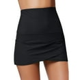thumbnail image 1 of vigerkar Women's High Waist Tulip Hem Shirring Swim Skirt Swimsuit Tankini Bottom Black, S, 1 of 7