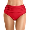 thumbnail image 1 of vigerkar Women's High Waisted Bikini Bottom Tummy Control Ruched Bathing Suit Quick-Dry Swim Bottom Red, XL, 1 of 5