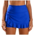 thumbnail image 1 of vigerkar Women's High Waisted Ruffle Swim Skirts with Short Tummy Control Ruched Bikini Swimsuit Bottoms (Blue, XL), 1 of 5