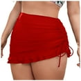 thumbnail image 1 of vigerkar Women's High Waisted Swim Skirt Drawstring Ruched Bathing Suit Skirt Tummy Control Quick-Dry Swimsuit Bottoms Red, 4XL, 1 of 4