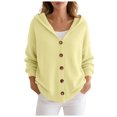 thumbnail image 1 of vigerkar Women's Hooded Cardigan Solid Color Sweaters Button Down Open Front Knit Outerwear Coats (Light Yellow, XL), 1 of 8