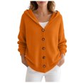 thumbnail image 1 of vigerkar Women's Hooded Cardigan Solid Color Sweaters Button Down Open Front Knit Outerwear Coats (Orange, L), 1 of 8