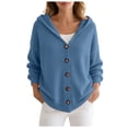 thumbnail image 1 of vigerkar Women's Hooded Cardigan Solid Color Sweaters Button Down Open Front Knit Outerwear Coats (Sky Blue, XL), 1 of 8