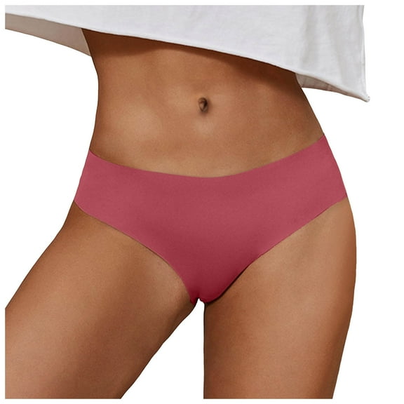 vigerkar Women's Ice Silk Seamless Underwear - Breathable No-Show Sports Panties Low-Rise Naked Feel Briefs Brick Red, XL