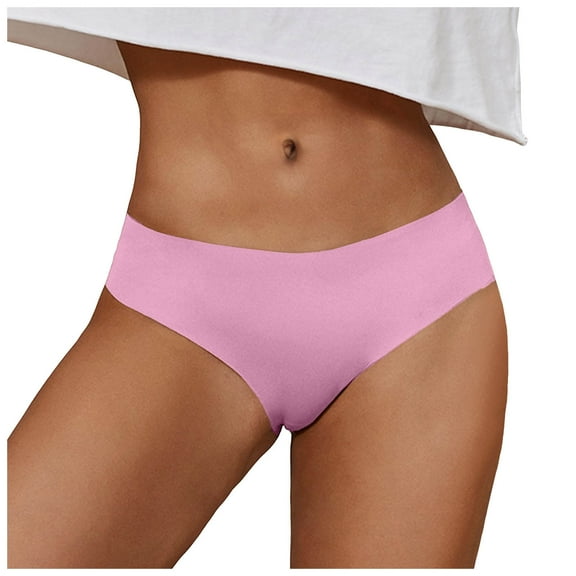vigerkar Women's Ice Silk Seamless Underwear - Breathable No-Show Sports Panties Low-Rise Naked Feel Briefs Hot Pink, XL