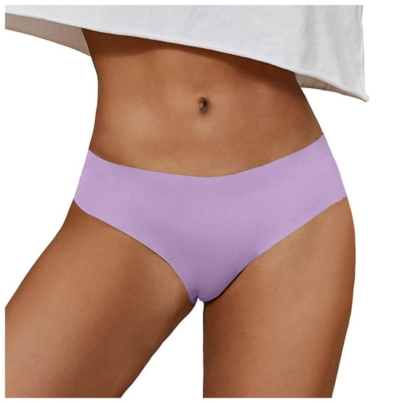 vigerkar Women's Ice Silk Seamless Underwear - Breathable No-Show Sports Panties Low-Rise Naked Feel Briefs Light Purple, XL