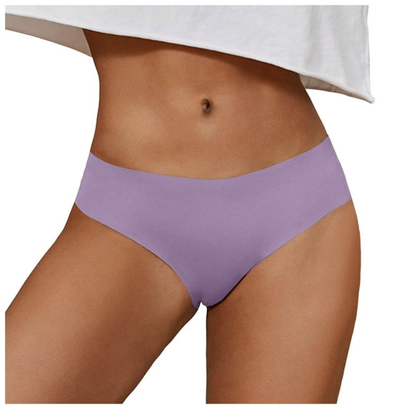 vigerkar Women's Ice Silk Seamless Underwear - Breathable No-Show Sports Panties Low-Rise Naked Feel Briefs Purple, M