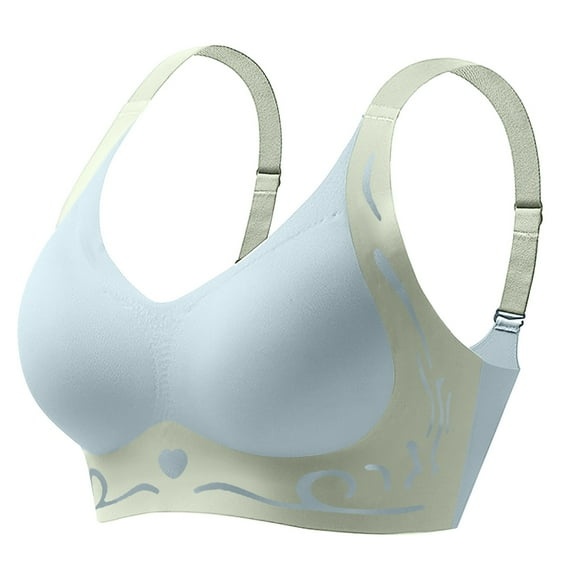 vigerkar Women's Lift & Support V-Neck Cami Bra – Contrast Color Thin Strap Backless Bralette with Removable Padding Blue, XL