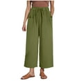 thumbnail image 1 of vigerkar Women's Linen Pants Summer Casual Palazzo Beach Pant Drawstring High Waist Wide Leg Trousers Vacation Outfits AG, XXL, 1 of 7