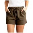 thumbnail image 1 of vigerkar Women's Linen Shorts Casual Summer Shorts High Waisted Comfy Pull On Shorts with Pockets Brown, L, 1 of 4