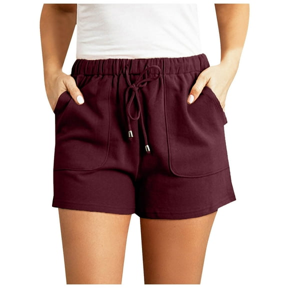 vigerkar Women's Linen Shorts Casual Summer Shorts High Waisted Comfy Pull On Shorts with Pockets Wine, M