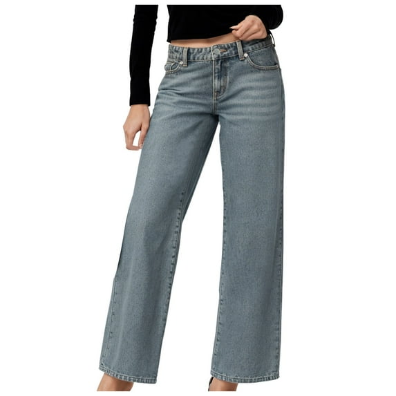 vigerkar Women's Loose Fit Vintage Wide Leg Jeans Stretchy Denim Pants Blue, S