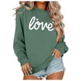 thumbnail image 1 of vigerkar Women's Love Graphic Sweatshirts Cute Long Sleeve Crewneck Pullover Tops (Light Green, M), 1 of 5