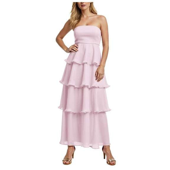 vigerkar Women's Maxi Dress 2025 Summer Off Shoulder Smocked Tiered Ruffle Long Flowy Dresses Casual Beach Sundress Purple, S