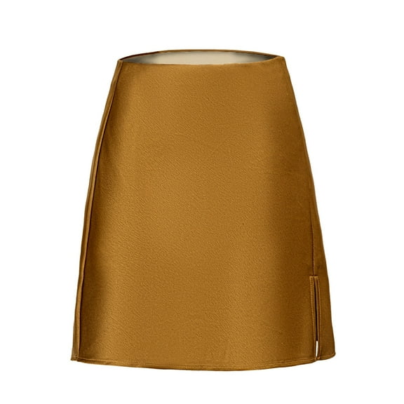 vigerkar Women's Mini Skirts Casual High Waisted Stain Silk A-Line Zipper Summer Short Skirt Party skirts Gold, L