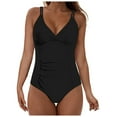 thumbnail image 1 of vigerkar Women's One Piece Swimsuit Tummy Control Deep V Neck Double Straps Bathing Suit Black, XXL, 1 of 9