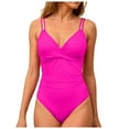 thumbnail image 1 of vigerkar Women's One Piece Swimsuit Tummy Control V Neck Bathing Suits Pink, S, 1 of 6