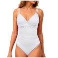 thumbnail image 1 of vigerkar Women's One Piece Swimsuit Tummy Control V Neck Bathing Suits White, M, 1 of 6